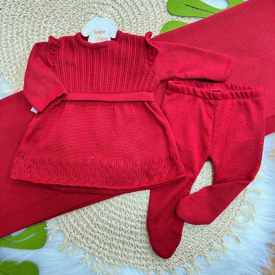  Saída de Maternidade Fofinho - Vestido e Calça - Vermelho